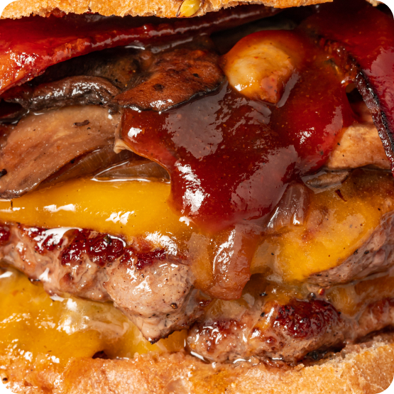 Close-up of Bareburger's All-Natural Elk burger Elkasaurus